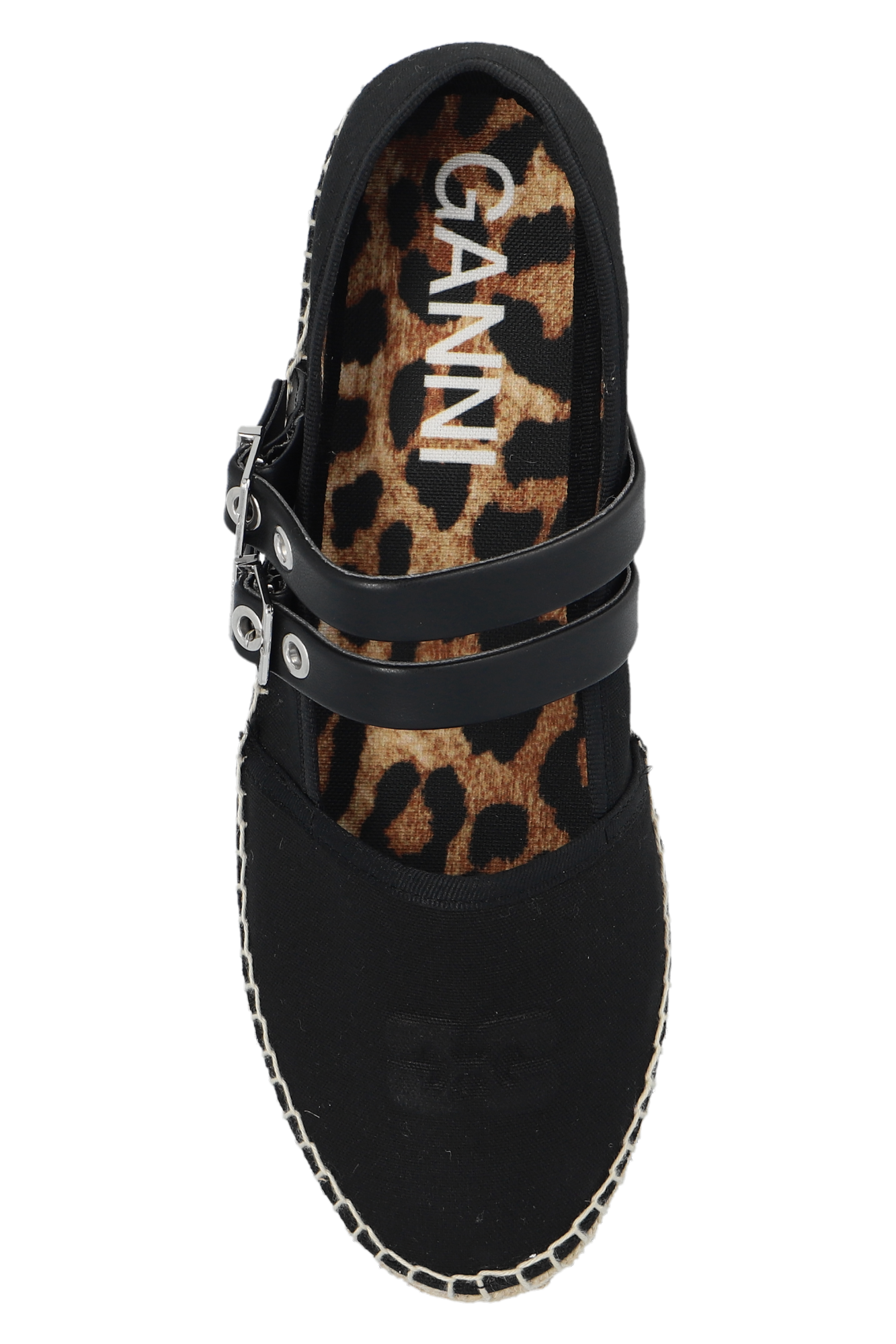 【関税＆送料込み】Ganni Pointed Shoe Black Espadrilles with buckles Ganni - buckle-detail open